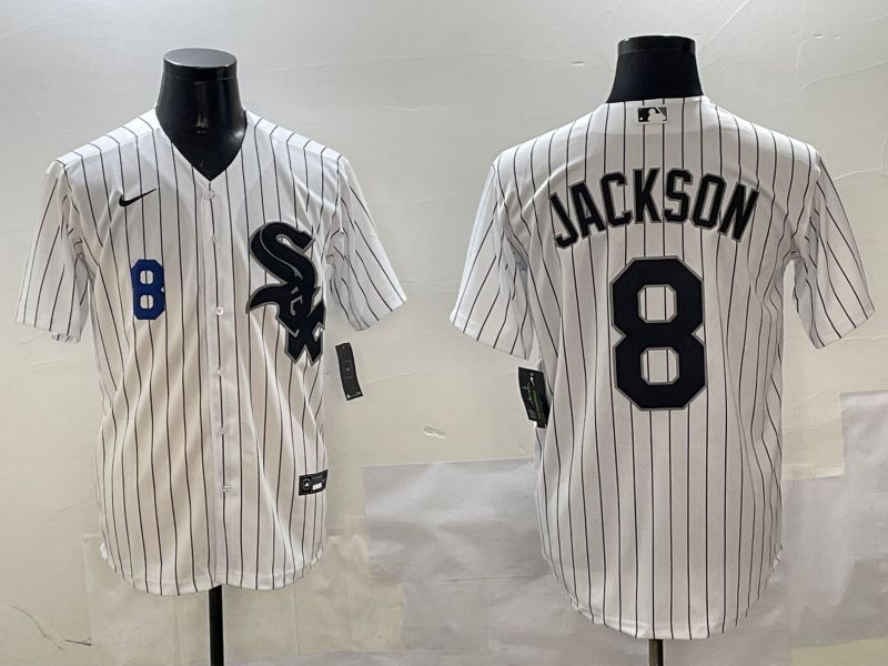 Men Chicago White Sox #8 Jackson White Stripe Game 2025 Nike MLB Jersey style 4->chicago white sox->MLB Jersey